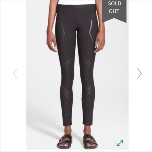 Helmut Lang | Line Coated Black Scuba Leggings SP - Picture 1 of 10